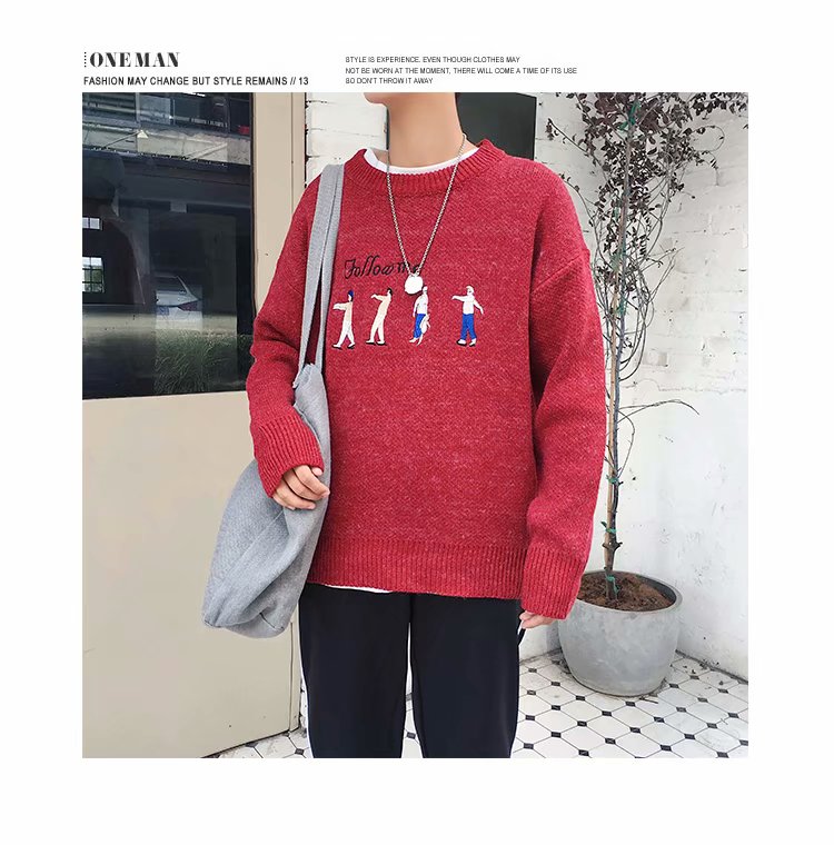Vòng cổ áo thun rộng gió đại học bf vài chiếc áo len nam áo len mùa thu và áo len mùa đông xu hướng Hàn Quốc áo nam đẹp