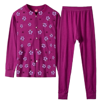 Middle-aged and elderly mothers autumn clothes and long johns suit womens cardigan double-breasted pure cotton thermal underwear womens cotton sweater