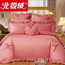 Arctic velvet new wedding four-piece pink cotton embroidery wedding six or eight sets of cotton embroidery bedding