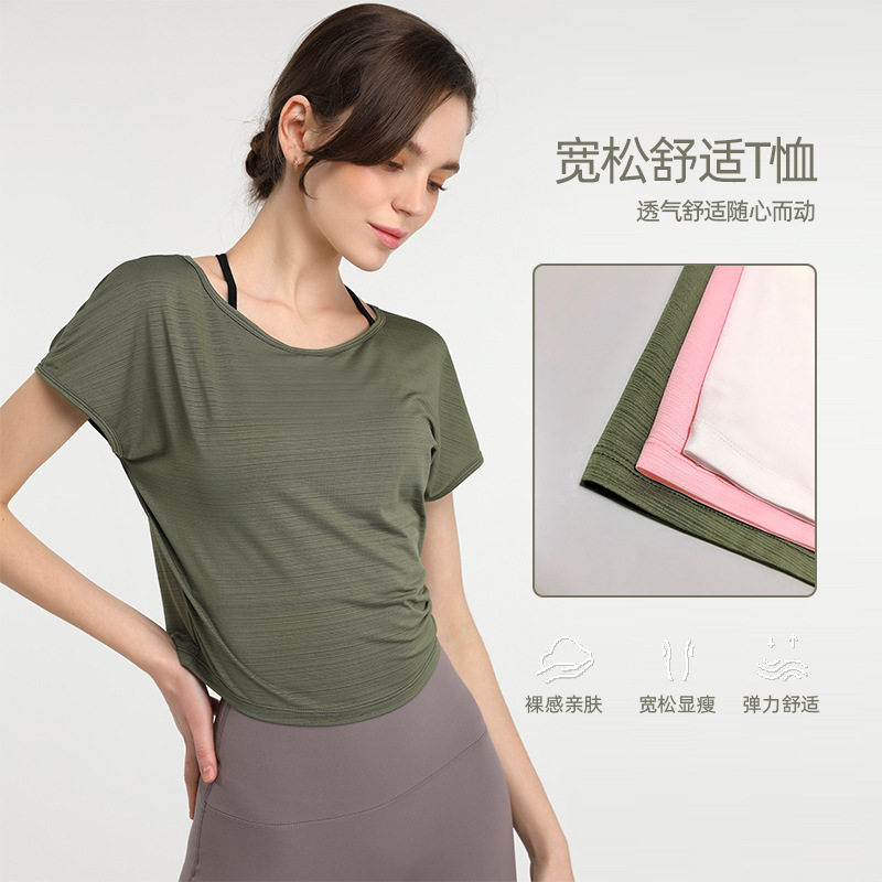 lulu speed dry yoga sweatpants loose sports running short sleeves slim fit dancing hood short style fitness suit women summer