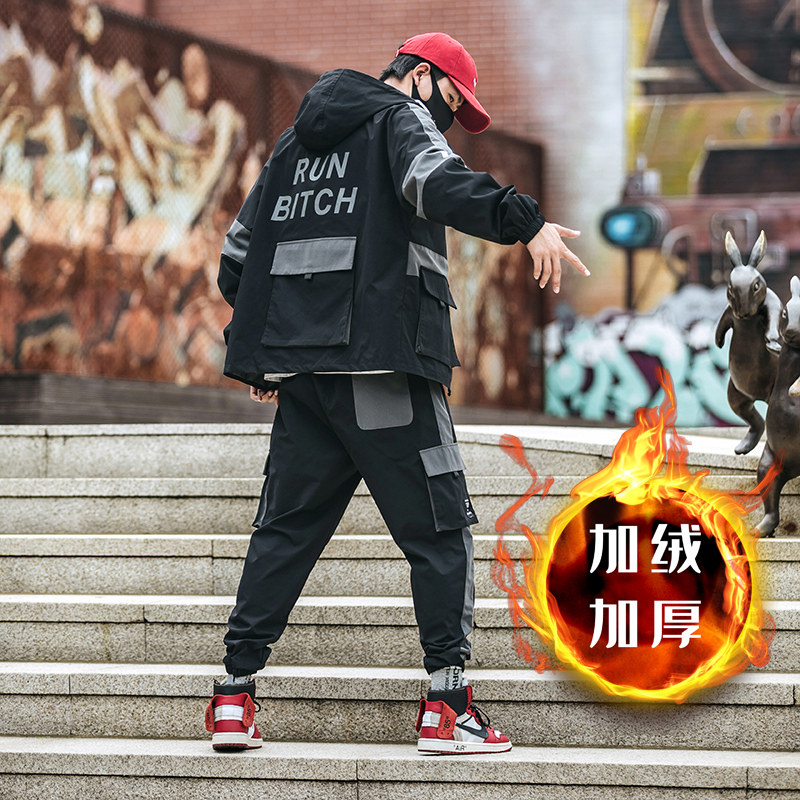 Functional style men's suit Autumn and winter fashion handsome men's suit with mature leisure sports tooling jacket