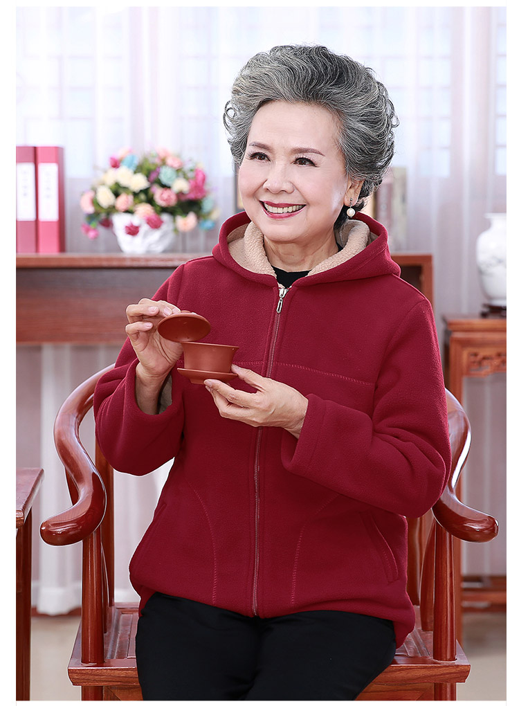 Áo len lông cừu cho phụ nữ trung niên Áo len bà ngoại 60-70 tuổi mùa thu mặc cho mẹ dì mặc cộng với nhung quần áo cho người trung niên