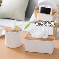 Toilet paper Sanitary wood waterproof bamboo bucket Simple modern Oak desktop drawer cylinder coreless tissue box Rectangular