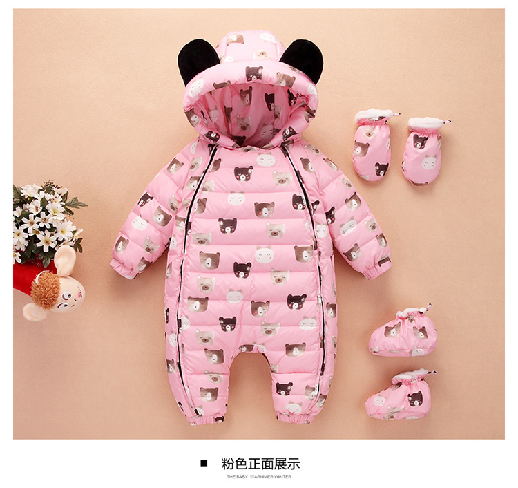 Bé Jumpsuit xuống áo khoác mùa đông bé nam và nữ 0-1-2 năm quần áo ha dày cũ trẻ sơ sinh rằm leo phù hợp.