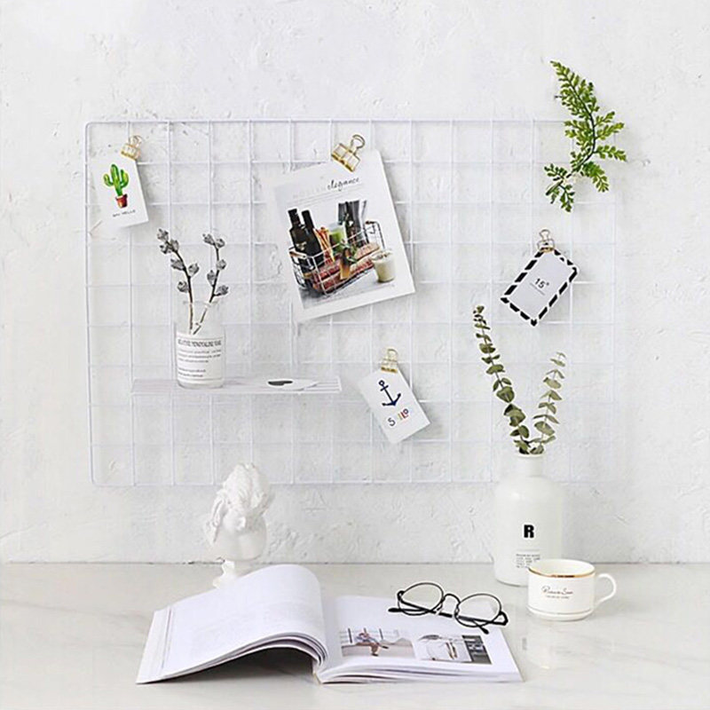 White Iron Art Grid Net Red Nordic Wind Photos Wall Room Decoration Kindergarten Dormitory Creative Dolls Background Board