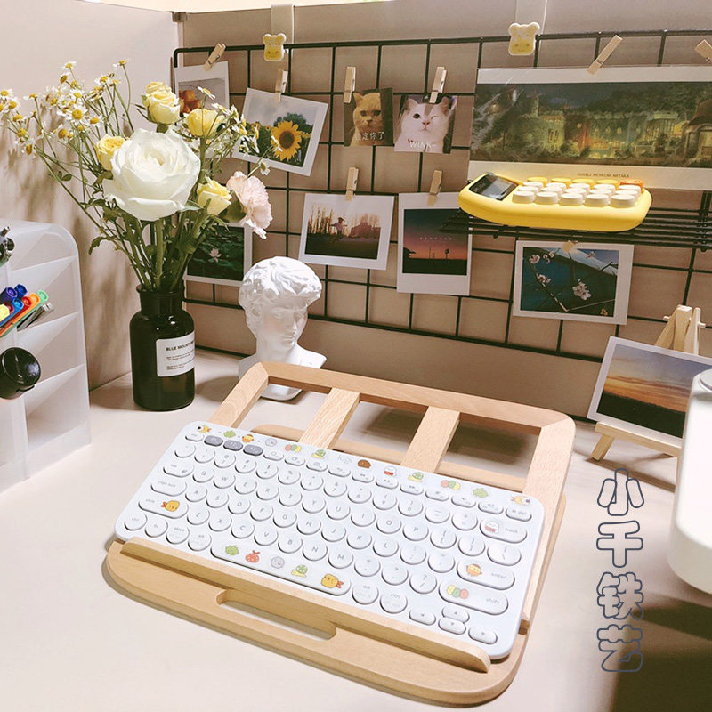 Ins Nordic style decoration trembles net red grid photo wall bedroom computer desktop shelf background wall