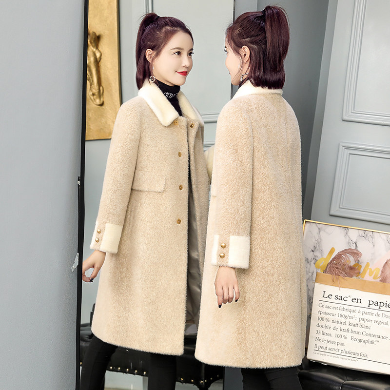 Mink velvet coat women's long version of small man 2021 autumn and winter New Korean version of thick gold mink fleece jacket