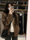2025 Autumn New Coffee-Colored Pu Leather Jacket for Women, Vintage Casual Short Design Biker Leather Jacket