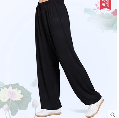 Black cotton cotton silk Tai Chi pants bloomers boxing morning exercise clothing men's and women's spring, summer, autumn and winter pants