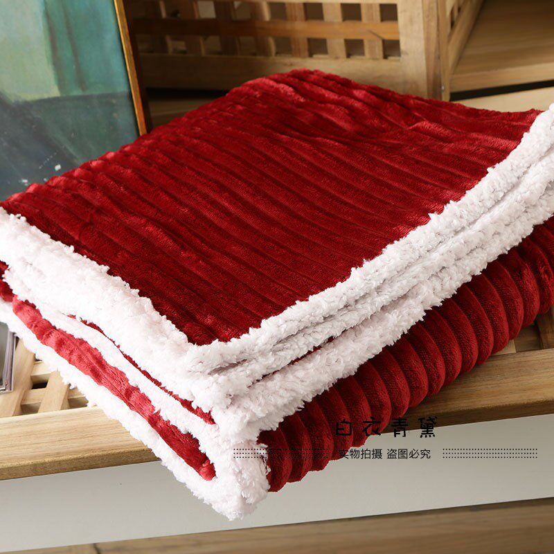 Плед 太tm舒服了！法兰绒+羊羔绒！出口欧美家居毛毯保暖舒适绒毯毛毯 No brand