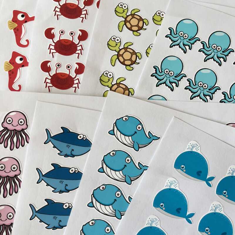 Fish Stickers, Marine Life Stickers, Underwater World, Dolphins, Seahorses, Octopuses, Jellyfish, Whales