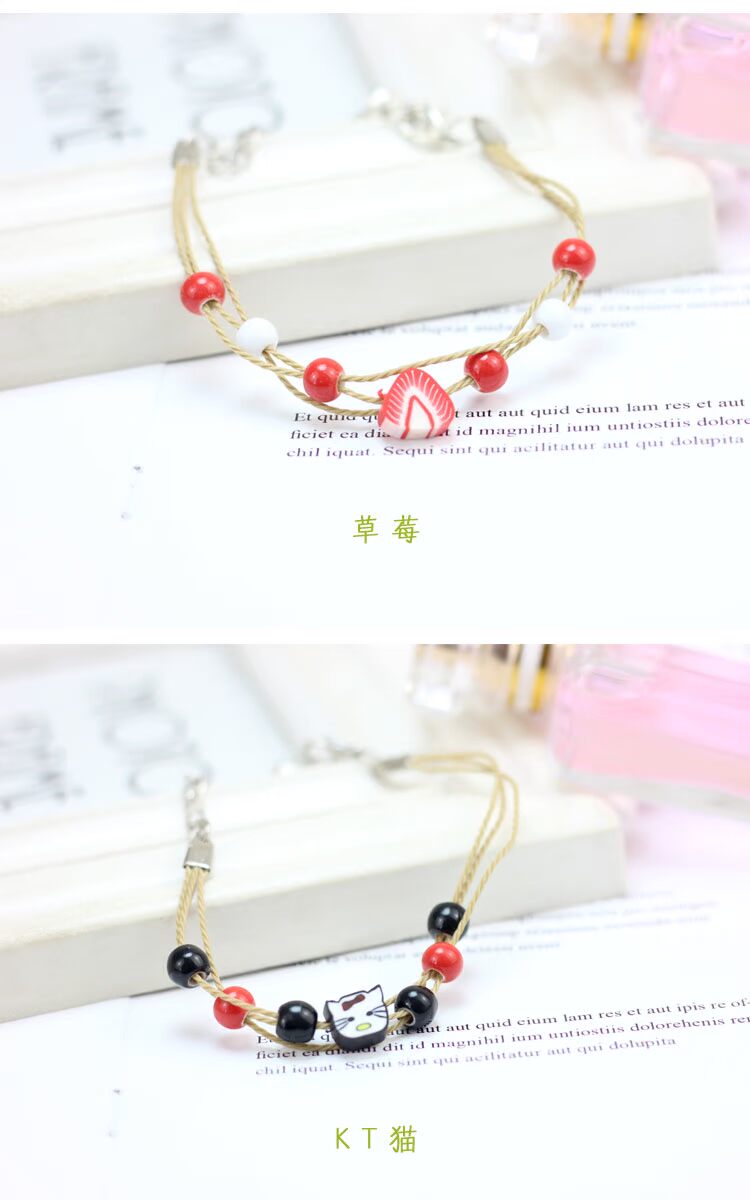 Handmade ban đầu phim hoạt hình trái cây động vật vòng tay Sen Bộ vòng tay bạn gái nhỏ tươi dệt vòng đeo tay trang sức vòng dâu tằm cho bé