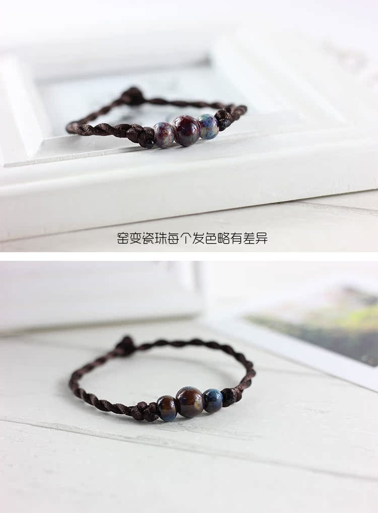 Đồ trang sức thủ công dân tộc nguyên bản Phong cách Trung Quốc vòng tay trang sức vòng tay năm nay màu xanh lá cây đơn giản đôi tay dây nữ gỗ huyết rồng