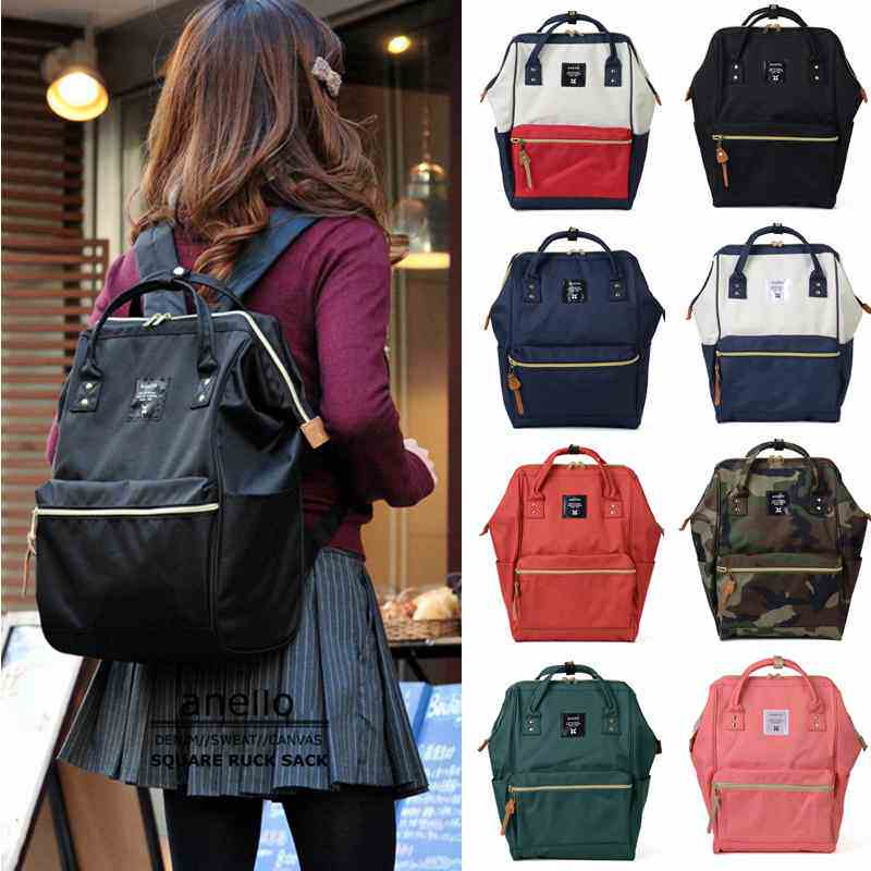 Japanese anelo backpack men's and women's rucksack student bag super fire ash powder color matching casual trendy bag
