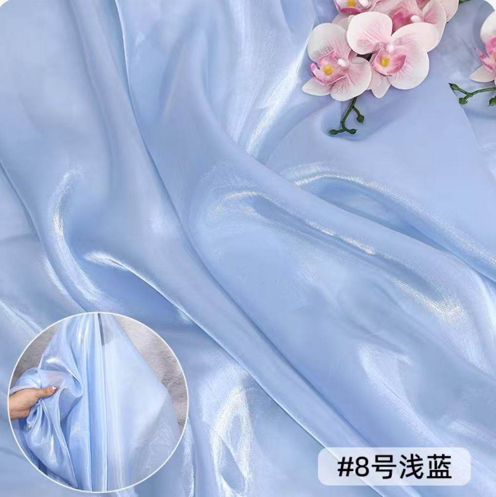 水光潋滟天蓝米白双色缎面布料水波纹光泽滑公主裙背景布手作, image size:1016x1019