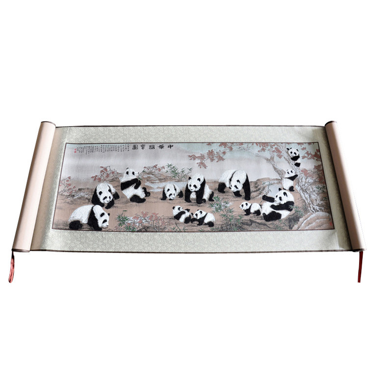 City Hall Suspension of Shu Jinsang Silk Scrolls Hanging Paintings Yunjin China Wind National Treasure Panda Foreign Gifts