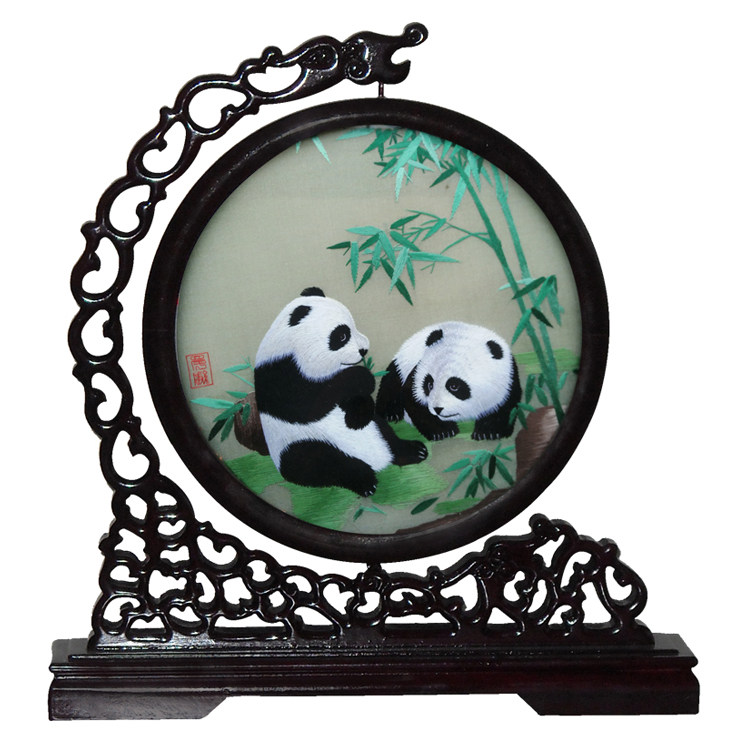 New store flush drill Shu embroidery Shu Jinchuan embroidered double-sided embroidered handicraft embroidery pendulum with Chinese wind characteristics commemorative gift