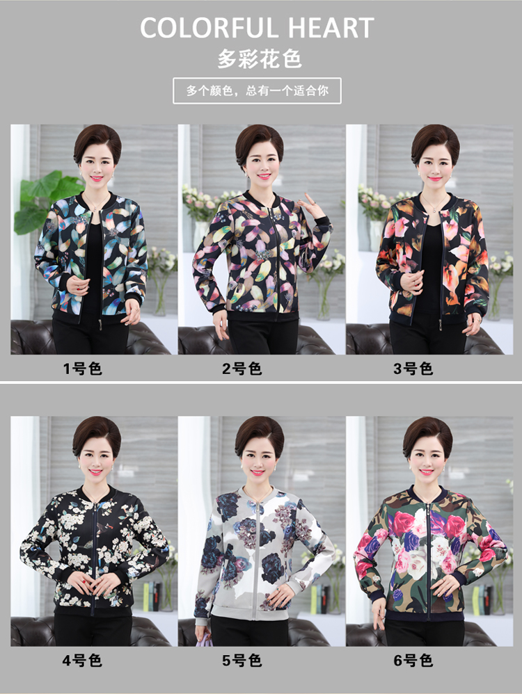 Phụ nữ trung niên mẹ váy mùa xuân áo khoác ngắn 40 tuổi 50 lớn kích thước mùa xuân và mùa thu áo trung niên phụ nữ áo sơ mi áo khoác trung niên