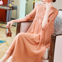Retro dress Chinese style embroidery cheongsam women Summer improvement modern loose embroidery ethnic style Chinese Tang dress women
