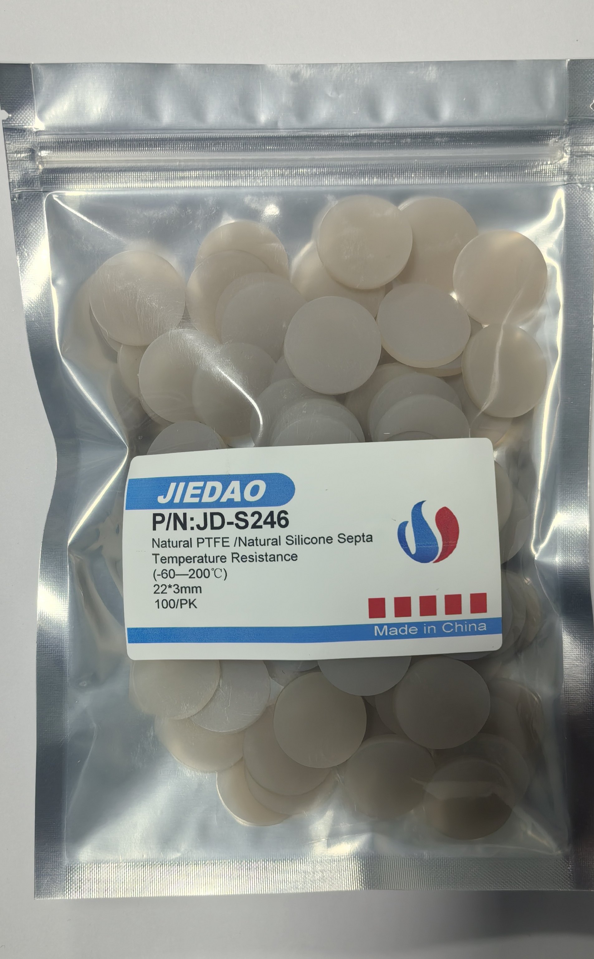 杰岛   PTFE 硅胶垫顶空进样瓶  样品瓶垫片 22*3mm 20-400盖替换