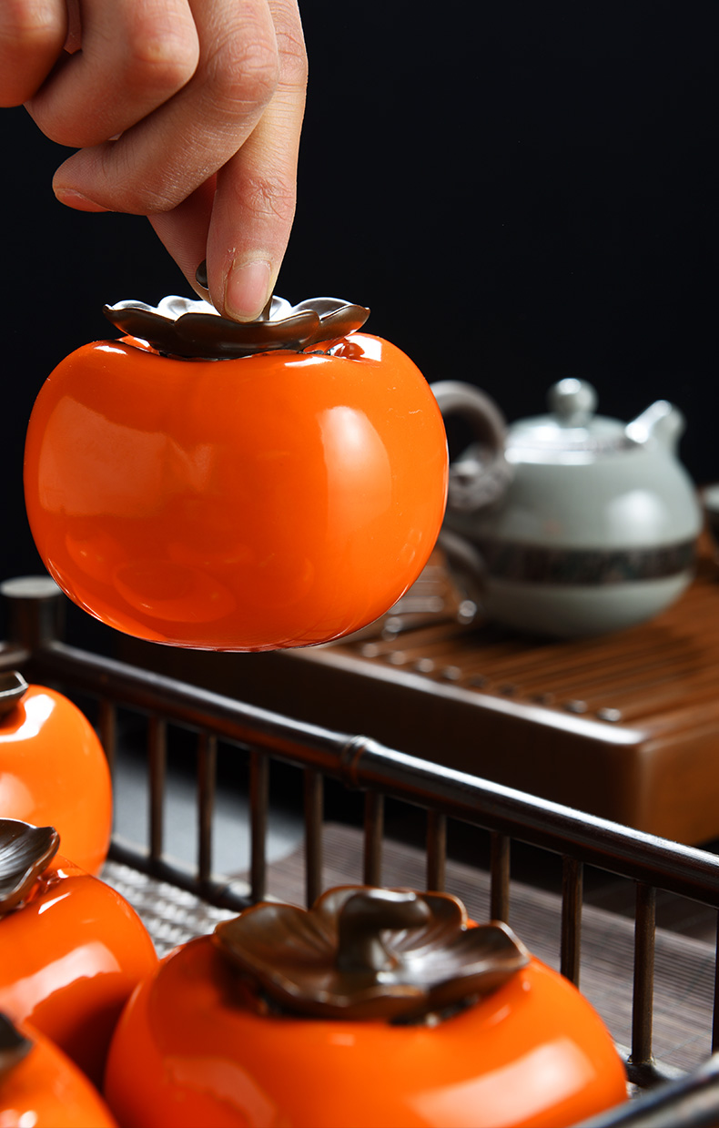 Persimmon Persimmon ruyi & old, small mini Persimmon ceramic creative caddy fixings tea POTS pet furnishing articles sealed jar