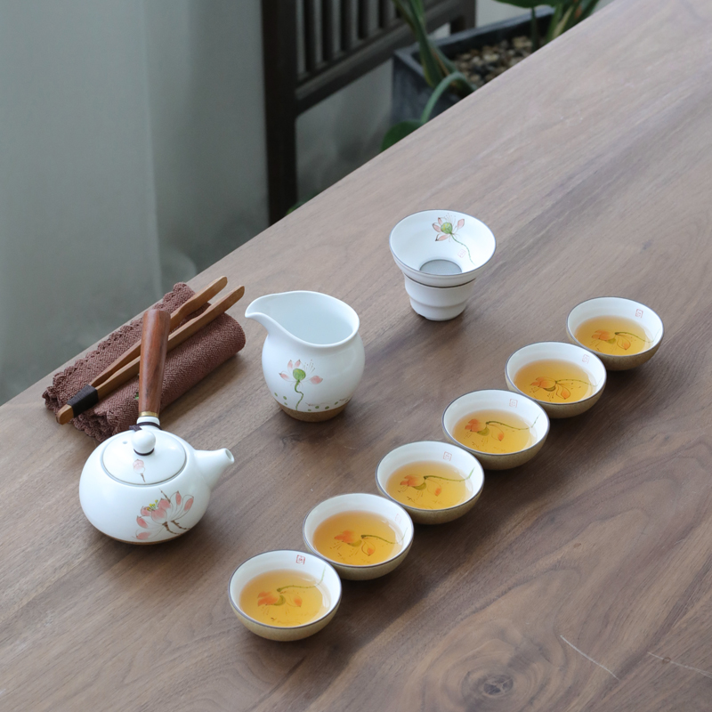 & old ceramic tea set, hand - made kung fu suit Japanese bamboo tea tray lid bowl of whole household cup side