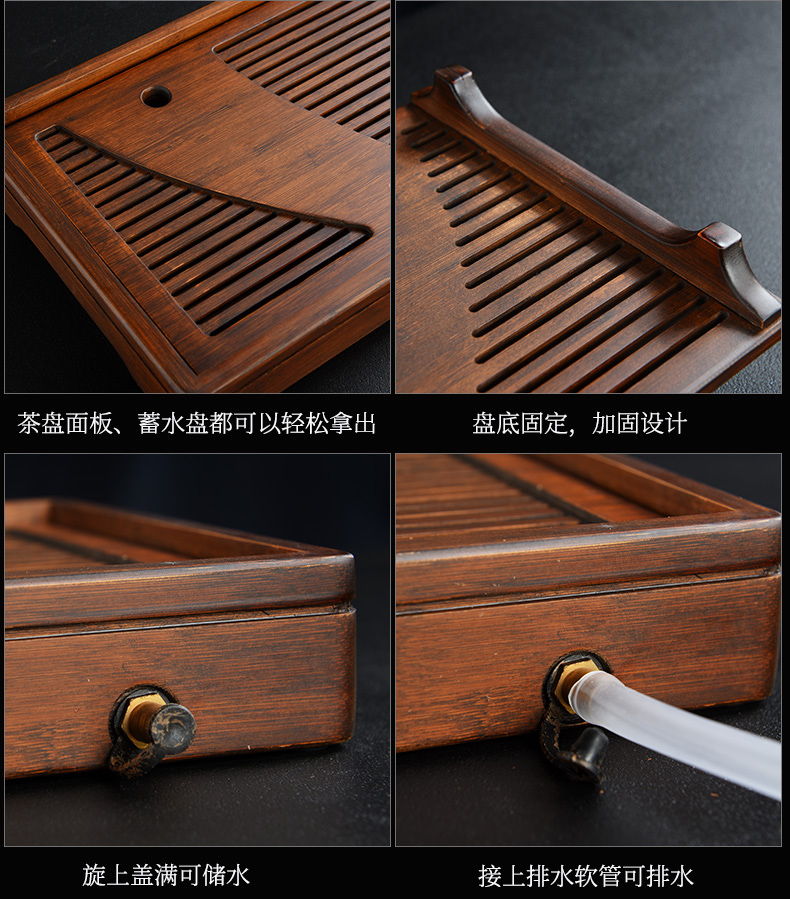 Old &, coarse pottery kung fu tea set of black suit household contracted real MuZhu tea tray lid restoring ancient ways bowl of tea cups