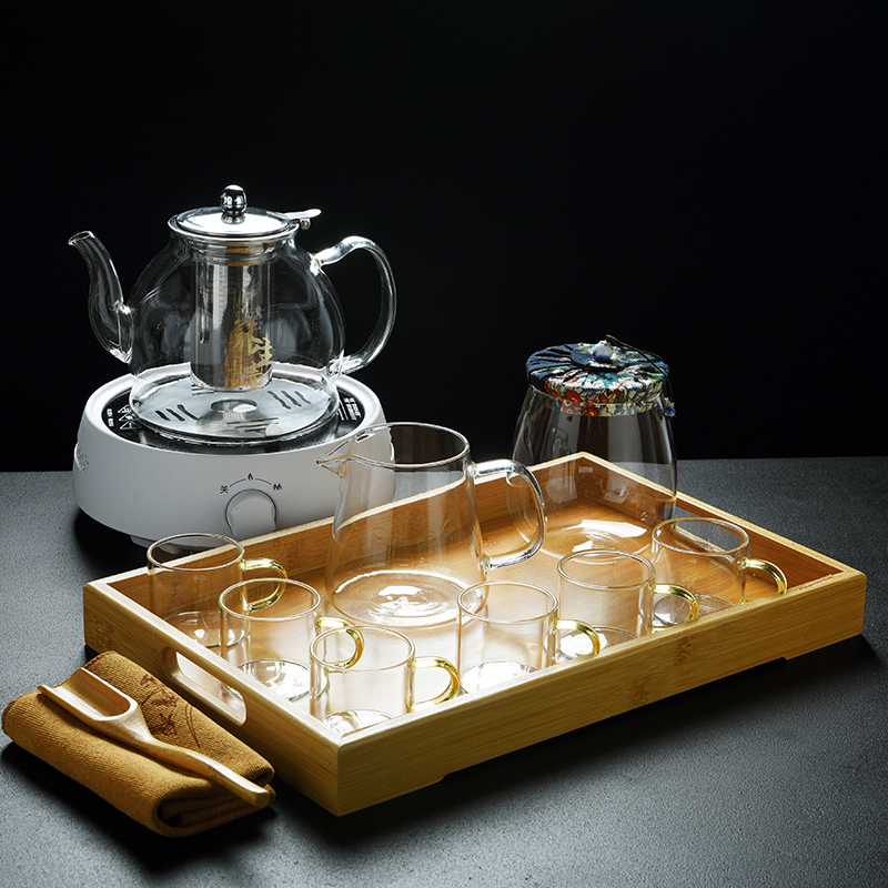 Old &, thickening refractory glass tea set suits for large kettle electric TaoLu steaming tea boiling tea, tea tray