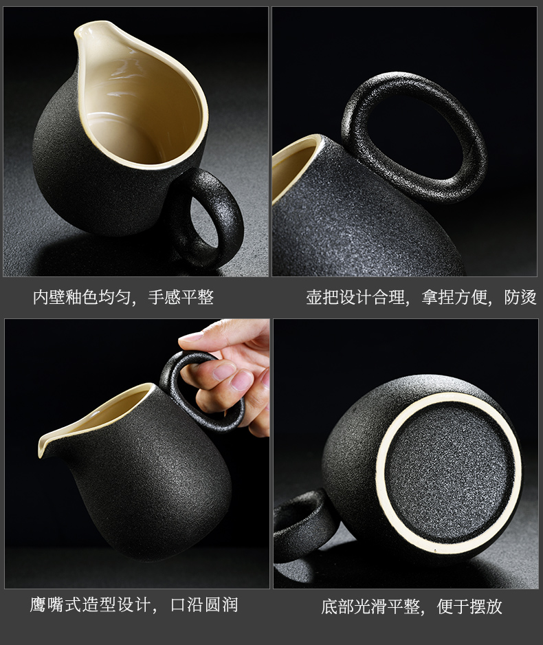 & old, black pottery xi shi teapot teacup ceramic tea set household kung fu real MuZhu tureen tea tray package