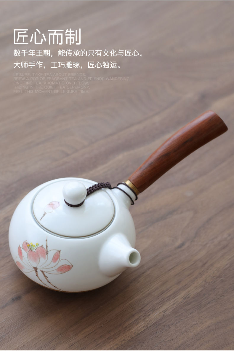 & old ceramic tea set, hand - made kung fu suit Japanese bamboo tea tray lid bowl of whole household cup side