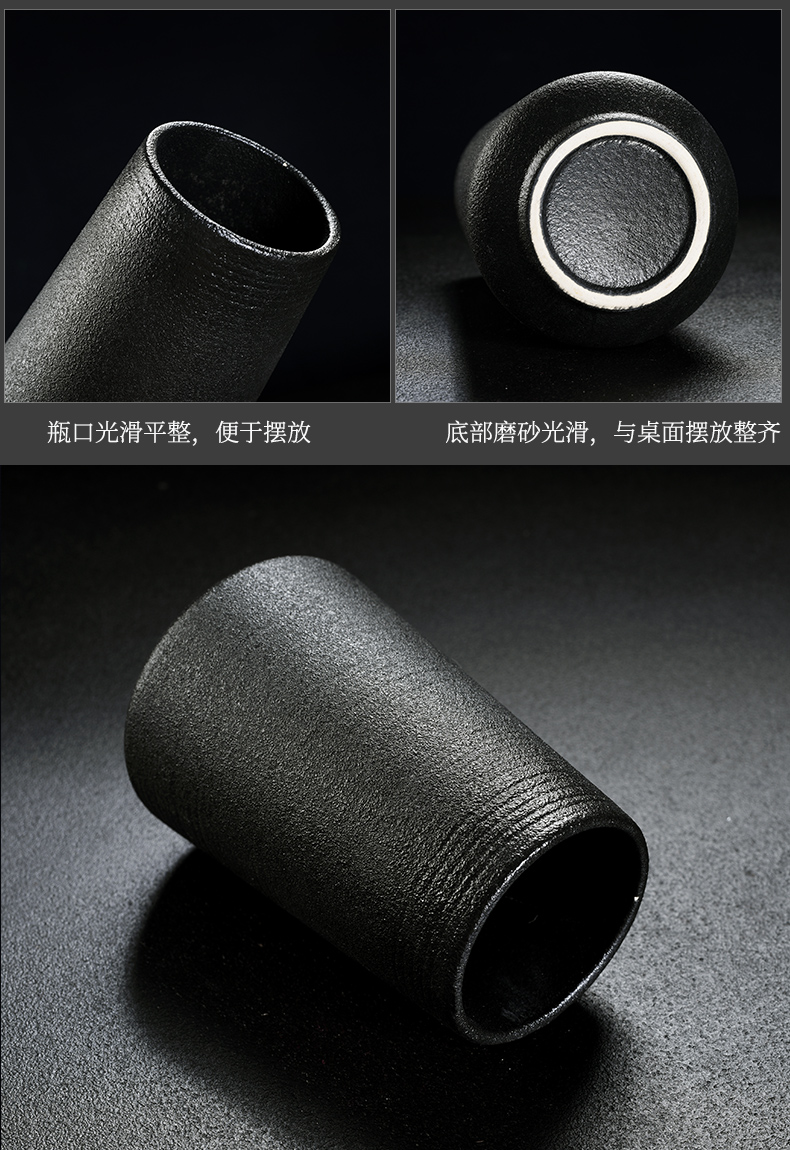 & old, black pottery xi shi teapot teacup ceramic tea set household kung fu real MuZhu tureen tea tray package
