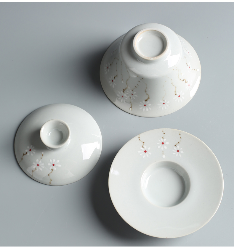 Old teacups hand - made ceramic up celadon lid bowl at the grid kung fu tea set suit household Japanese tea tray