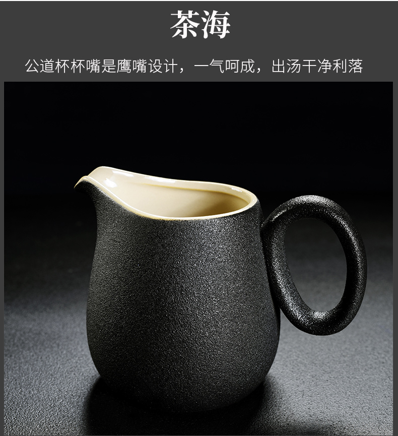 & old, black pottery xi shi teapot teacup ceramic tea set household kung fu real MuZhu tureen tea tray package