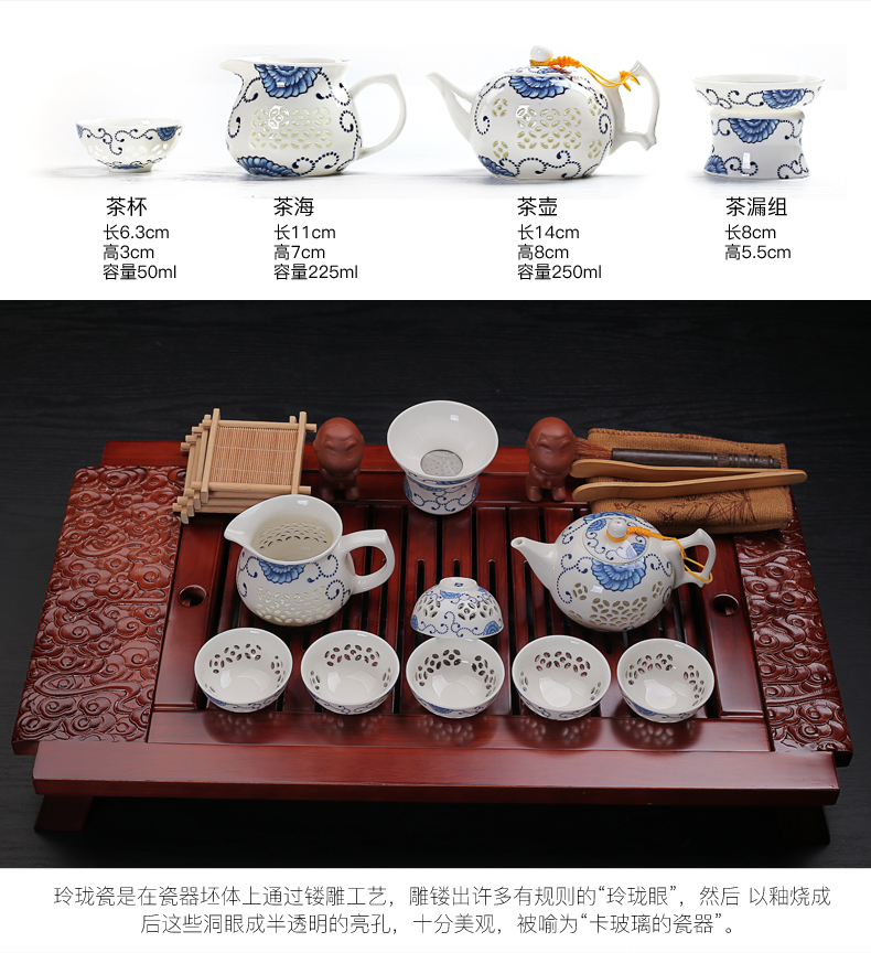 Old & hand - made ceramic your up with violet arenaceous kung fu tea sets carved wood tea tray was the draw - out type tea table set