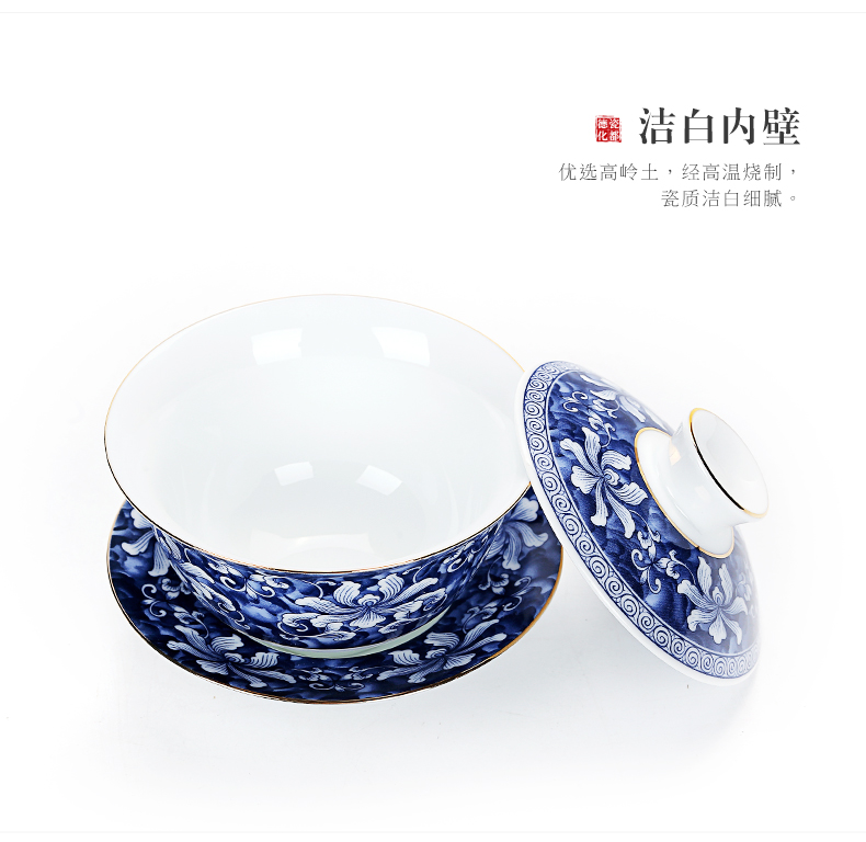 & old, blue and white porcelain paint tureen ceramic three only three of the bowl cups white porcelain to use home tea bowl of tea cups