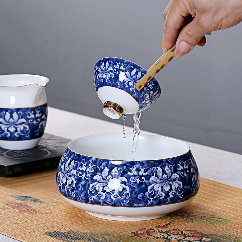 Old &, ceramic tea wash large cup wash to ancient kung fu tea set of blue and white porcelain accessories writing brush washer hydroponic flower pot