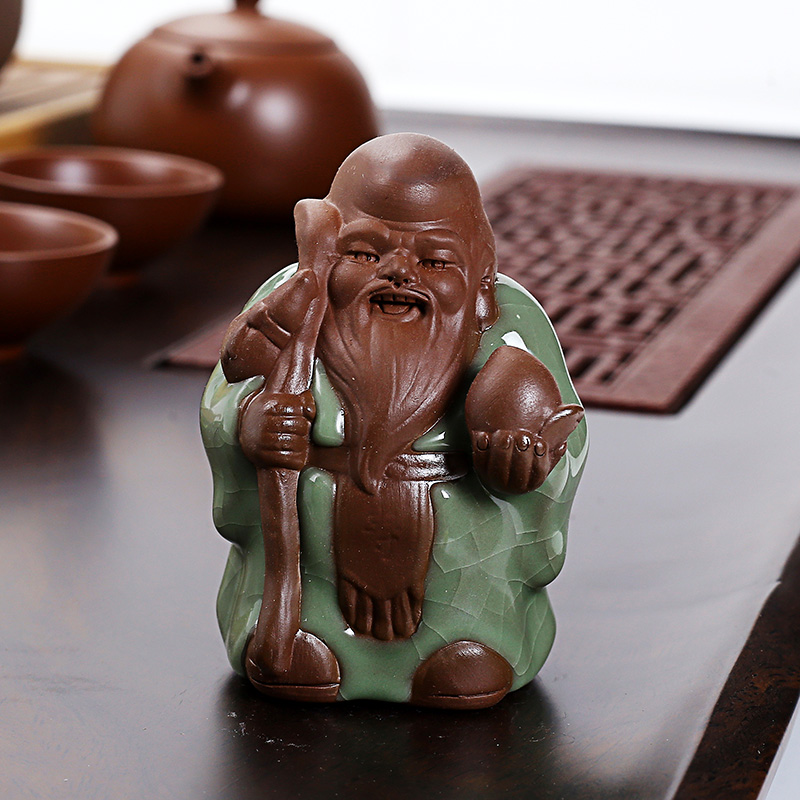 Old elder brother up at the grid purple sand tea pet fusion longevity lu xing tea tea accessories tea play boring place