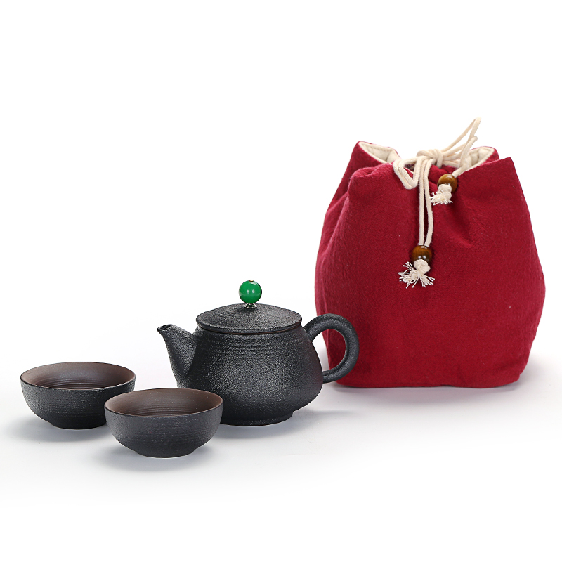 Old &, kung fu tea set a pot of two cups of black portable travel teapot teacup home office personal tea set