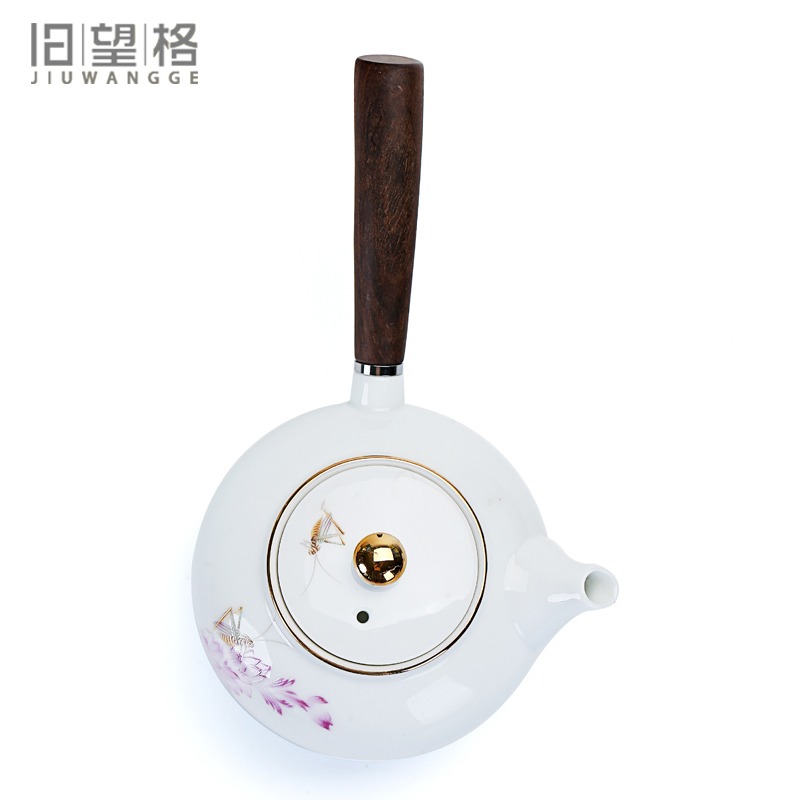 & old cixin qiu - yun, ceramic tea set fuels the Japanese side to large teapot the pot of white porcelain wood kung fu tea