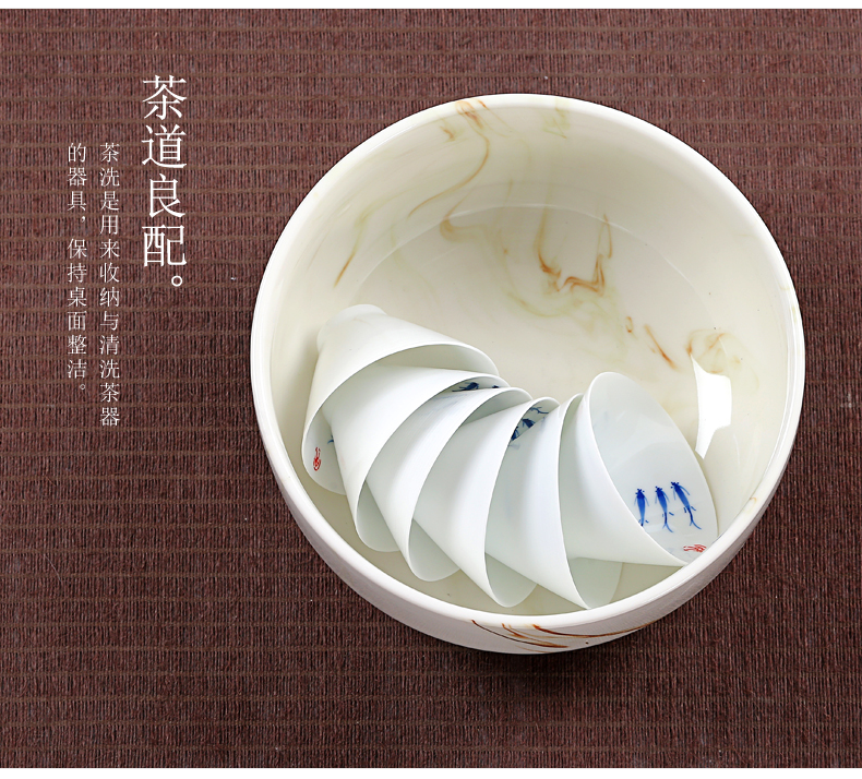 Old &, ceramic large tea wash jade porcelain cup straight for wash bowl kung fu tea accessories writing brush washer water meng tea boat