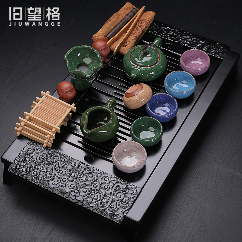 Old & hand - made ceramic your up with violet arenaceous kung fu tea sets carved wood tea tray was the draw - out type tea table set