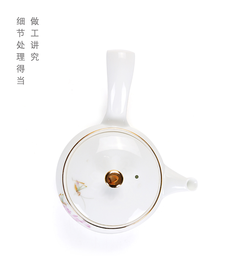 Old &, ceramic kung fu tea set Japanese side pot of pure and fresh and contracted white porcelain paint teapot tea, single pot