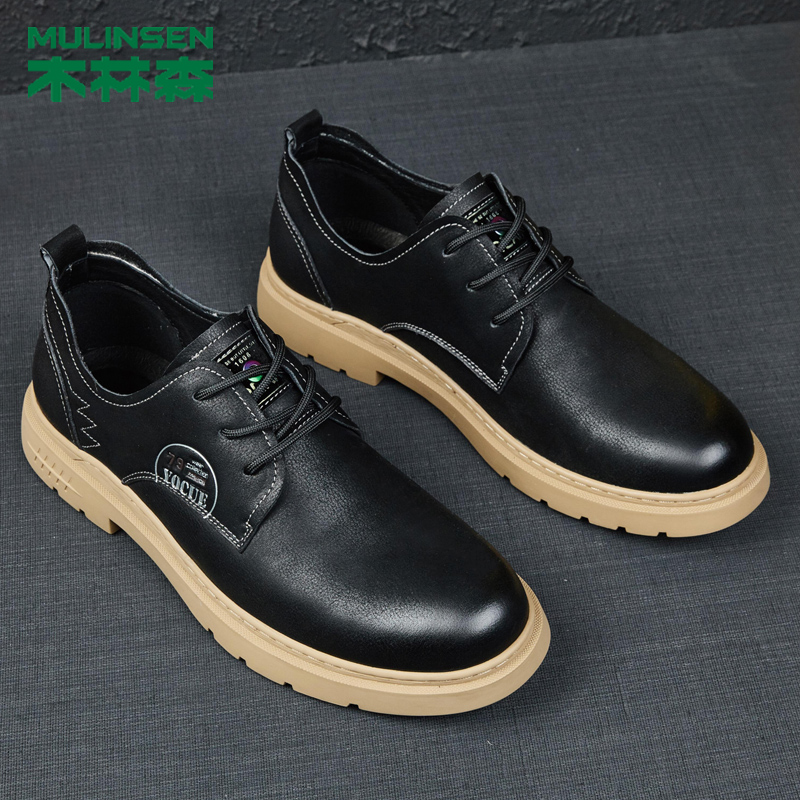 Wood Linson Casual Leather Shoes Man Wave Fall New Tooling Shoes Men Genuine Leather Fashion Low Help Martin Boots Inglén Men Shoes