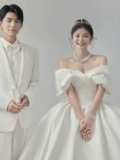 Белое милое свадебное платье для влюбленных, открытые плечи, в корейском стиле