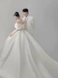 Белое милое свадебное платье для влюбленных, открытые плечи, в корейском стиле
