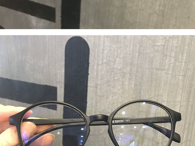 Kính râm retro siêu mờ có mặt tròn màu đen, kính chống ánh sáng màu xanh nữ mỏng, phiên bản Hàn Quốc mỏng có thể được trang bị khung cận thị hoang dã - Kính khung