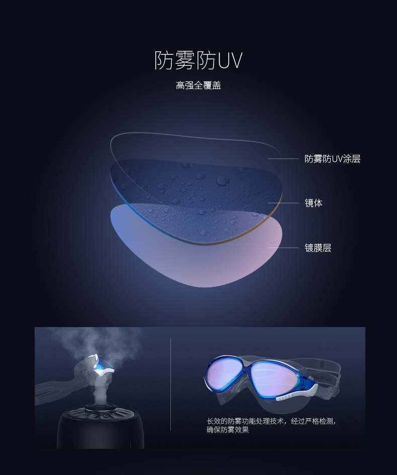 Van Dean mới khung lớn chống nước chống sương mù HD mạ unisex kính bơi thoải mái - Goggles kính bơi speedo