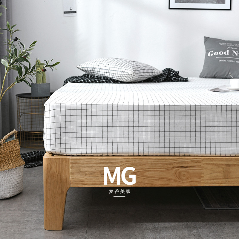 Minimalist wind pure cotton white plaid bed Ogasawara cotton net red ins 1 8 bed Mat Dreams Mattress Protective Sheath Thin