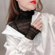 Piles of high-necked lace bottoming shirt women's autumn and winter long-sleeved western-style black sweater with gauze inside and wild net gauze top