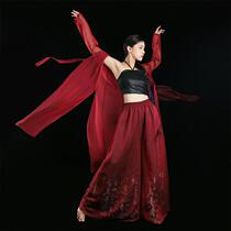 Vêtements de danse jazz de style ancien vêtements de gaze élégants de style chinois hauts noirs et rouges et un ensemble complet de vêtements de danse classique et de vêtements dentraînement.